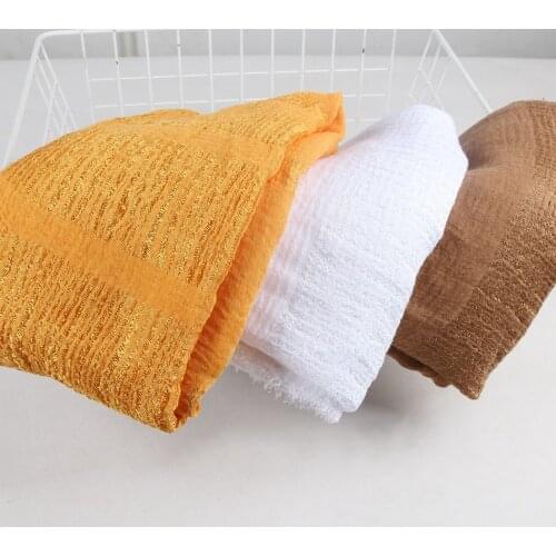 Fashion Women Pleated Sequin Muslim Hijabs Scarf Plain Wrinkle Crinkle Crimp Shawl Wraps Stole Muffler Headscarf