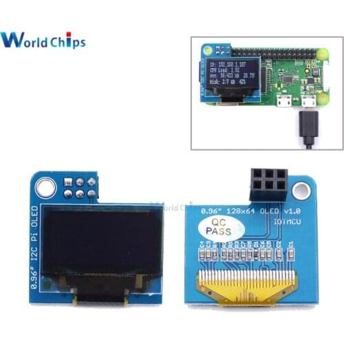PiOLED 128x64 0.96inch White OLED Display Module IIC I2C Interface 3.3V for Raspberry Pi 4