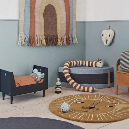 Cartoon Lion Baby Play Mat Crawling Soft Pad Newborn Game Rug Round Floor Carpet Interior Room Decor J60B