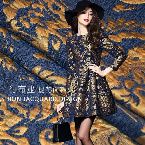 New Fashion Jacquard Cotton Fabric High-grade Vintage Yarn Jacquard Fabric Dress Damask Fabric Dress