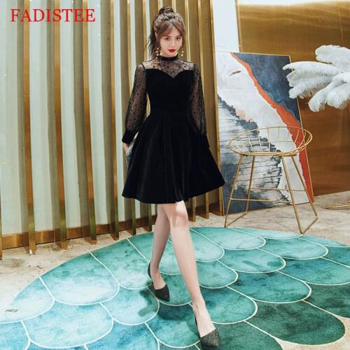 New Style Black Short Evening Dresses Long Sleeves Robe De Soirée De Mariage Vestidos De Fiesta вечерние платья
