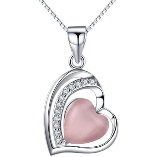 Silver Heart Pendant 100% Real 925 Sterling Silver Pendant With Opal Stone Silver Jewelry YH4360