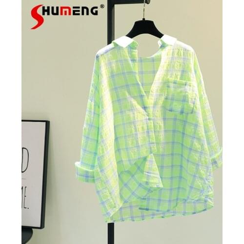 Блузки в клетку Shumeng China At AliExpress