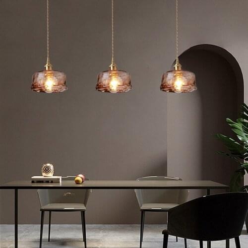 Nordic Vintage Brass Glass Chandelier For Home Stay Bar Restaurant Bedside Lamp Cafe Living Room Study Room Decorative Lights