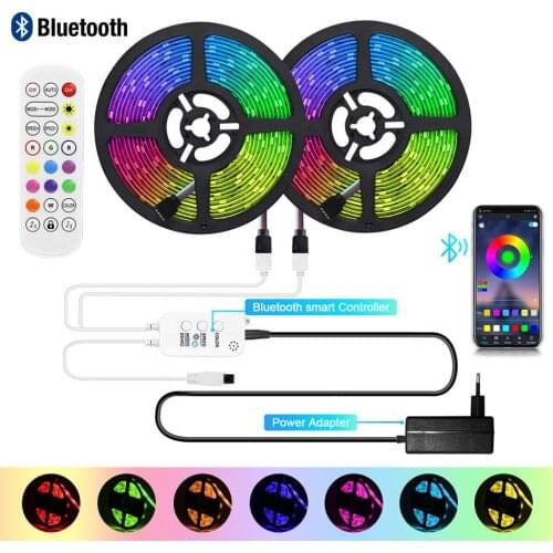 LED Strip Light RGB 5050 SMD Dimmable Bluetooth LED Strips Waterproof 5M 10M 15M 20M DC12V Flexible Tape Ribbon Timing Function