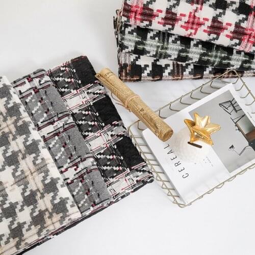 Width 57'' Thickened Thousand Bird Lattice Wind Cotton Linen Fabric By The Yard For Sofa Pillow Cushion Material