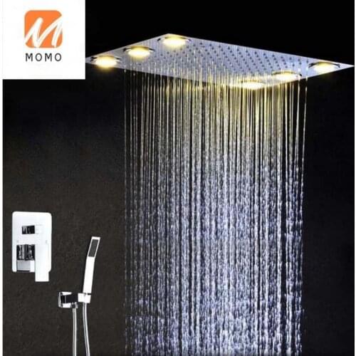 Embed ceiling bath shower 2 in 1 multiple color remote control electric shower set with led light bathroom shower set