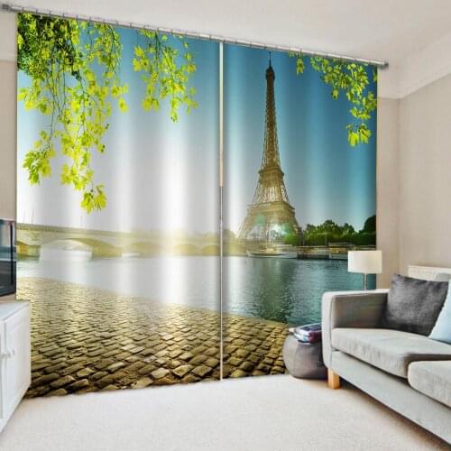 High quality custom 3d curtain fabric tower curtain 3D Window Curtains For Living Room Bedroom