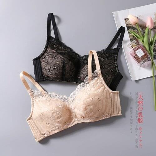 Womens 100% Mulberry Silk Lining with lace fabric outside Comfortable Latex pad Wireless Bra Bralette SS019