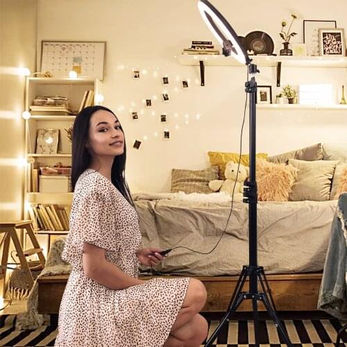 10 Inch LED Beauty Ring Fill Light USB ring lamp Photography Ring Light with Phone Holder 2M tripod stand for Makeup Youtube