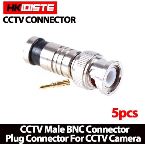 2017.Hot sale,new arrival ,5Pcs/lot BNC Connector BNC To RG59 Male Comprassion Coax Connector ,free shipping