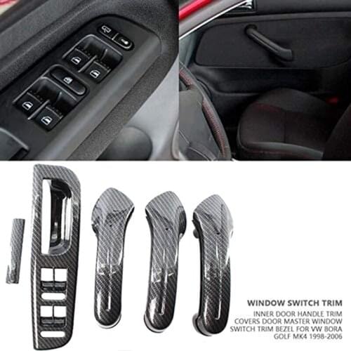 5 Pcs / Set Window Glass Lift Button Control Panel Door Handle Cover For-Golf 4 Jetta MK4 Bora 1998-2004