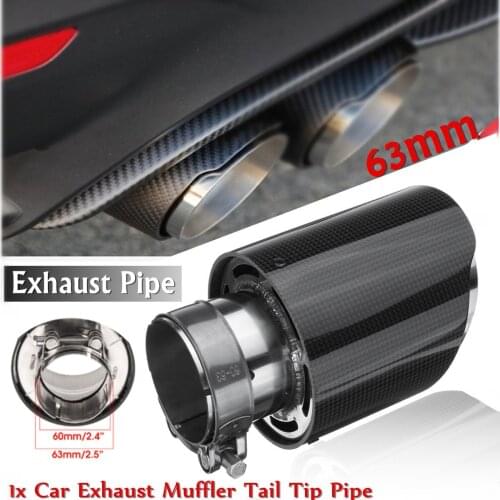 63-101mm Car Exhaust Tail Pipes Glossy Carbon Muffler Tip Tail End Universal Stainless Steel Straight In 63mm Out 101mm Bright