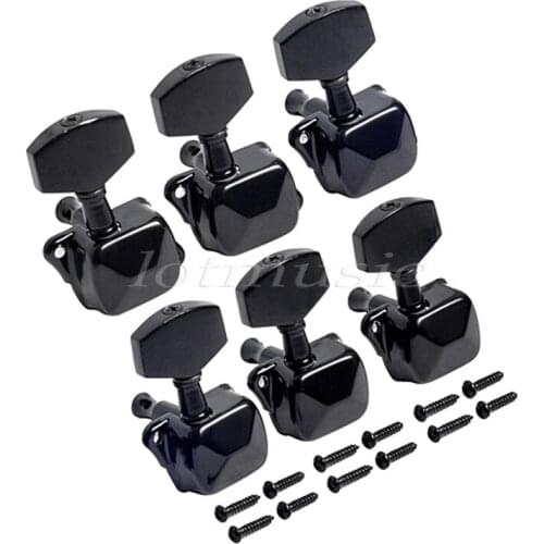 6R Machine Keys Guitar Tuning Pegs for Electric Acoustic Guitar Parts Inline Silver Chrome Black