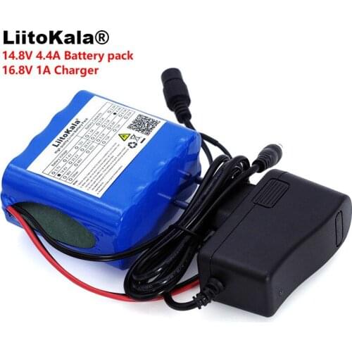 LiitoKala 14.8V 4.4Ah 18650 li-iom battery pack night fishing lamp heater miners lamp amplifier battery with BMS+16.8V Charger