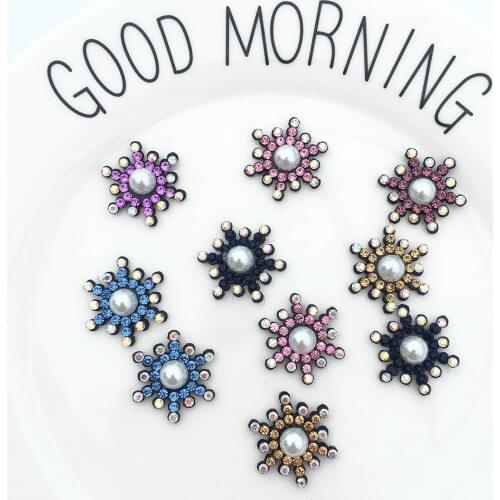 12pcs Cute Tie Pearl Rhinestone Applique for DIY Clothes Shoes Hat Sewing Patches Headwear Clips Bow Decor Accessories