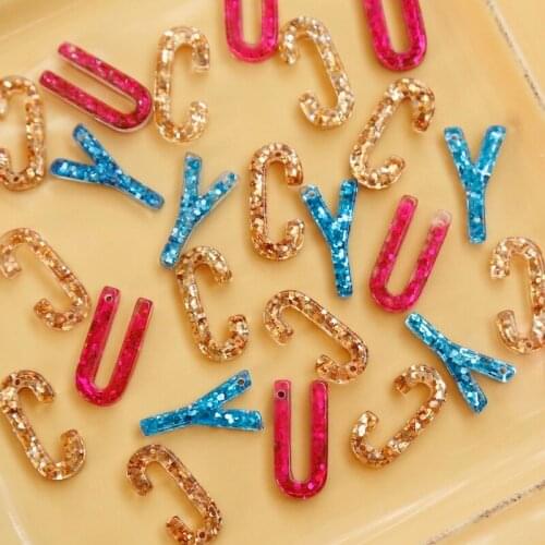 Glitter Filled Letter Pendant Japanese DIY Handmade Jewelry Accessories Homemade Earring Earring Material