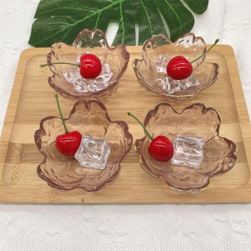 Cherry Sauce Dish Glass Small Plate Japanese-style Hammer Head Pattern Cherry Blossom Glass Sauce Dish Small Dish Vinegar Dish