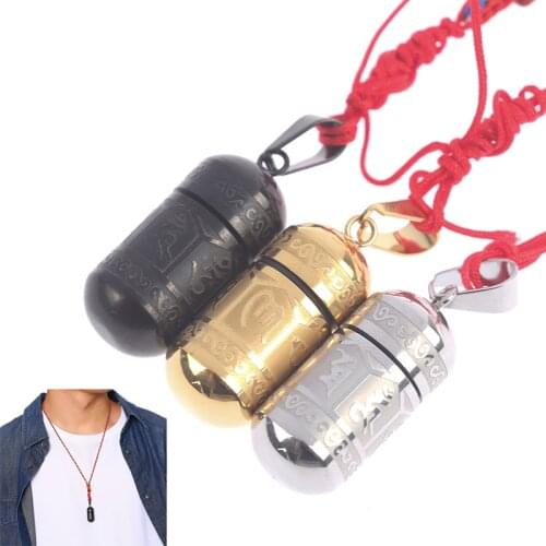 Buddhism Six Words Openable Necklace Women Men OM Mantra Prayer Wheel Mantra Bottle Urn Pendant Stainless Steel Jewelry