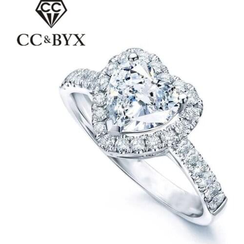 CC Vintage Rings For Women Heart-Shaped S925 Silver Ring Wedding Engagement Bridal Jewelry Accessories Anillos Mujer R829