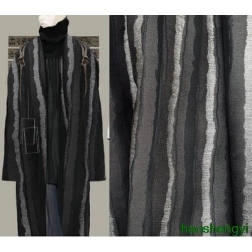 Black gray irregular vertical stripes bark texture creative fashion fabric