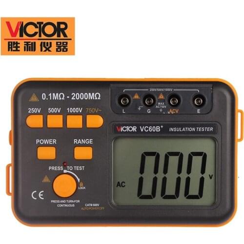 VICTOR VC60B+ Digital Insulation Resistance Tester Megger MegOhm Meter 250v/500v/1000v