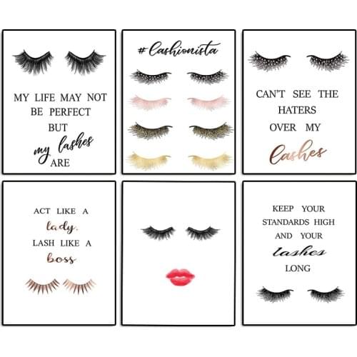 Salon Beauty Decorative Painting Fashion Lashes Poster Makeup Canvas Print Painting Wall Picture for Eyelash Studio Decor Gifts