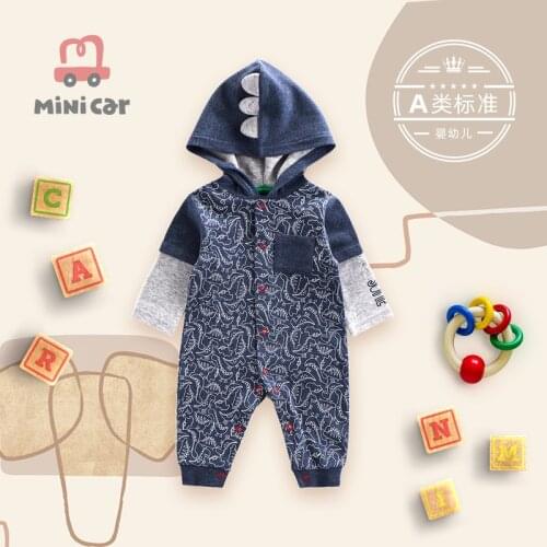 Mincar car childrens clothes baby clothes baby romper cartoon cute dinosaur one piece clothes spring and autumn climbing clothe