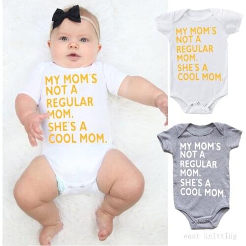 Letter My Moms Not A Regular Mom Shes A Cool Mom Print Baby Rompers Newborn Boy Girl Short Sleeve Funny Onesie Infant Jumpsuit