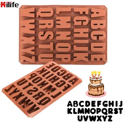 HILIFE Kitchen Baking Letter Silicone Chocolate Mold DIY Cookies Bakeware Tools 26 Holes Fondant Mold Cake Decorating Tools