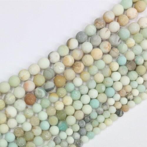 HUANHUAN Jewelry 4mm 6mm 8mm 10mm Amazonite Natural Stone Bead Matt Round Forest Loose Beads For Jewellery Making 15inch B3261