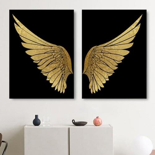 Golden Dream Wings Canvas Art Painting Golden Wings Wall Art Pictures Posters and Prints Modern Art for Living Room Decor