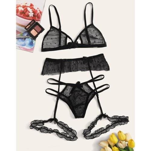Women Lingerie Sets Porno Lace Sexy Lingerie Transparent Bra+Thong Set Underwear Womens Underwear Set