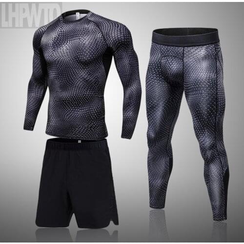 3 Pieces / Set Compression Sport Suit For Men Quick Drying Running Suit Long Sleeve Clothing Fitness Sport Clothing Sport Jogger