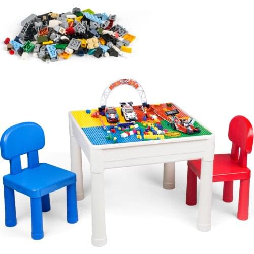 SEMBO Multi-Function Building Blocks Table With Chairs Small and Big Particles Baseplate Desk DIY Educational Toys for Children