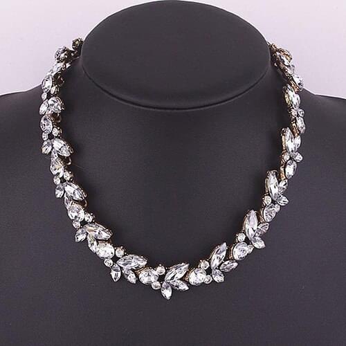 Bluelans Women Vintage Charm Crystal Flower Pendant Statement Bib Choker Necklace
