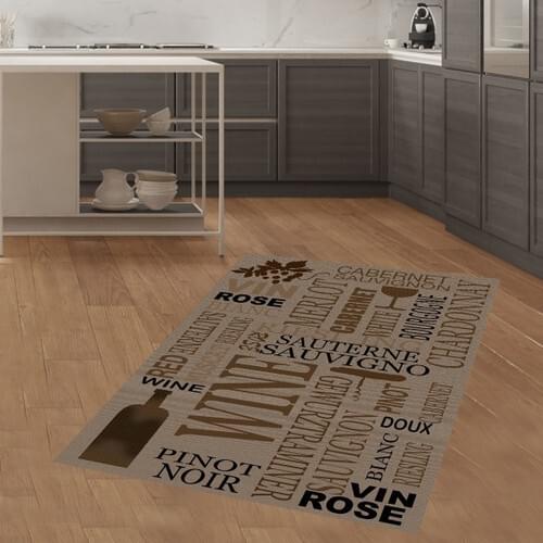 Meg & Cloud Vine Rose Digital Print Washable Non-Slip Outsole Stain-resistant Kitchen Rug