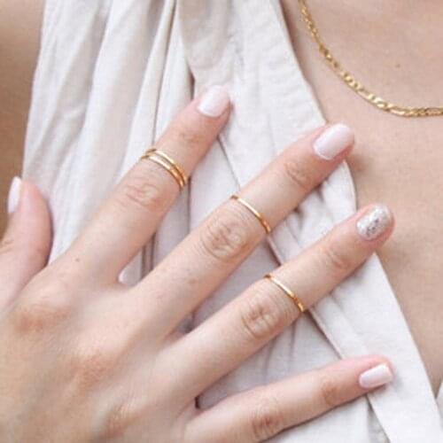 New Women Fashion 4PCS/Set Metal Fine Every Rings Finger Ring Stacking Midi Rings for Women Gold Ring