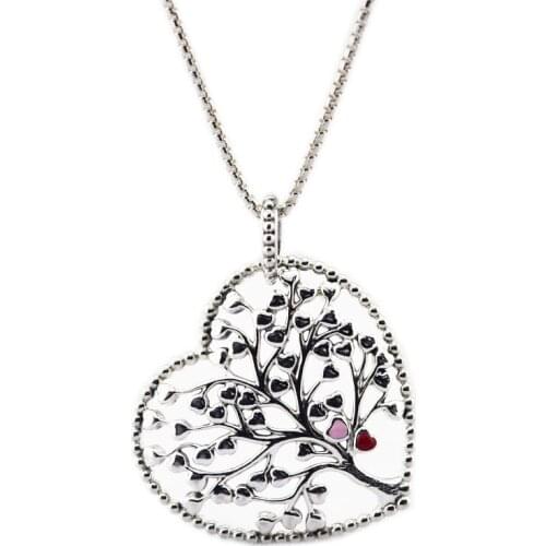 Genuine 925 Sterling Silver Chain Necklaces for Women Tree of Love Pendant Necklace Female Jewelry colgantes collares Party Gift