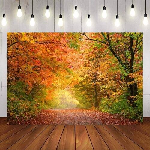 Autumn forest backdrop for photography fall maple leaves photo background studio Forest Leaves baby Portrait Wedding Photocall