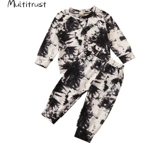 1-5Y Girls Clothing Sets Autumn Toddler Girls Clothes Outfit Kids Tracksuits Girls Tie Dye Print T-shirts+Pants Children Suits