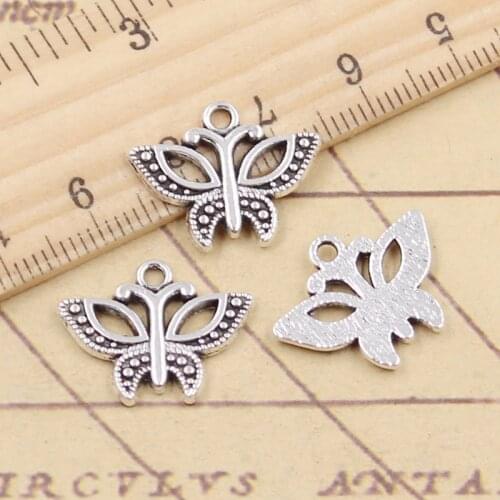20pcs Charms Butterfly 15x19mm Tibetan Silver Color Pendants Antique Jewelry Making DIY Handmade Craft