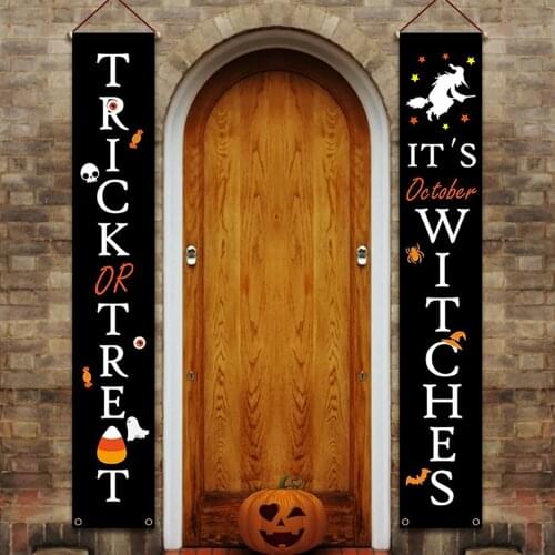 Halloween Hanging Flag Couplet Trick or Treat and Its October Witches Halloween for Door Indoor Home Halloween decoration