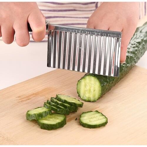 Potato French Fry Cutter Stainless Steel Kitchen Accessories Wave Knife Chopper Serrated Blade Carrot Slicer