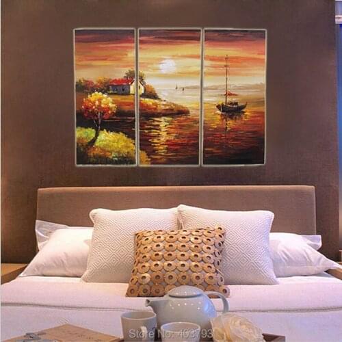 Hand Painted Living Room Fitted Scenery Fishermen Life Home Canvas Unframed Oil Paintings for Home Hotel Resturantant Wall Decor