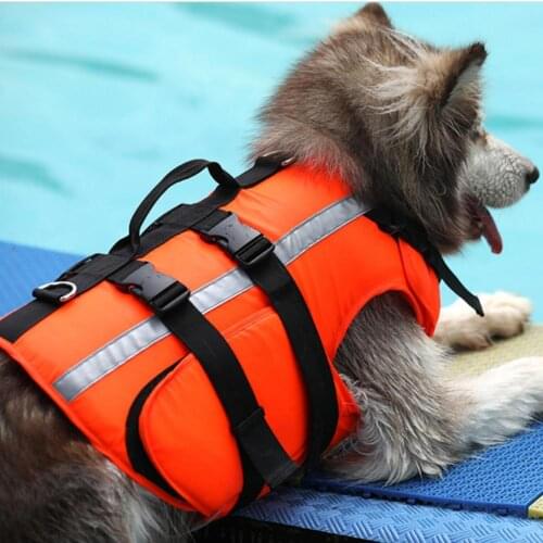 Dog Life Jacket Summer Safe Durable Oxford cloth Pet Life Vest with Adhesive Stickers Dogs Swimwear Cool Swimming Suit S-XL