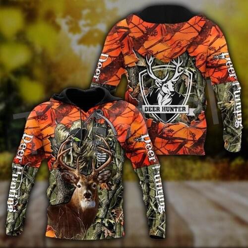 Tessffel 3DPrint Camo Deer Hunting Tattoo Animal Hunter Men/Women NewFashion Jacket Zip Funny Hoodies Long Sleeve Streetwear S15