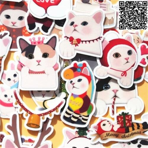 40 pieces Cat cat christmas waterproof cartoon sticker for Wall decor fridge motorcycle Bike laptop car stickers figure toys