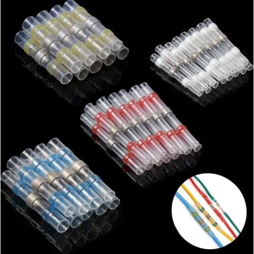 50/10PCS Waterproof Solder Seal Sleeve Splice Terminals Heat Shrink Electrical Wire Connector Butt Connectors Kit Assortment