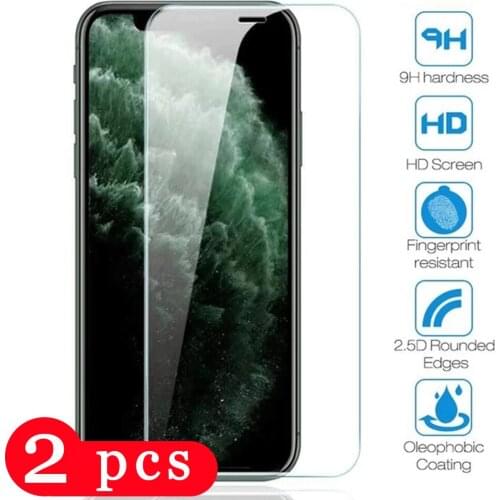 2Pcs tempered glass for iPhone 12 mini 11 pro XS Max X XR SE 2020 8 7 6 6s plus phone protective film screen protector on glass
